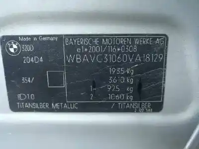 Утилизация автомобиля bmw serie 3 berlina (e90) 320d года 2005 питание 204d4