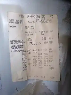 Veículo de Sucata audi a6 berlina (4f2) 3.0 tdi quattro (165kw) do ano 2004 alimentado bmk