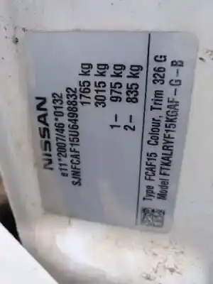 Утилизация автомобиля nissan juke (f15) 1.5 turbodiesel cat года 2014 питание k9k636