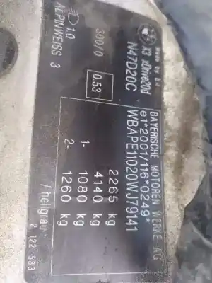 Veículo de Sucata bmw x3 (e83) xdrive 20 d do ano 2010 alimentado n47d20c