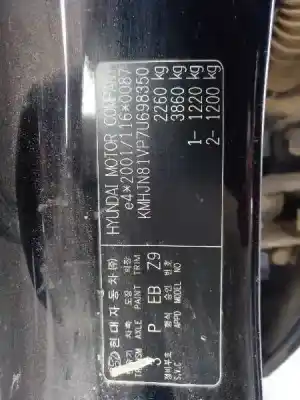 Scrapping Vehicle hyundai tucson (jm) 2.0 crdi of the year 2007 powered d4ea