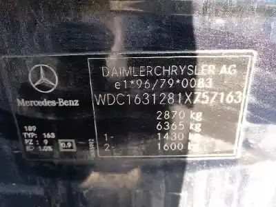 Здавання транспортного засобу mercedes-benz clase m (w163) 400 cdi (163.128) року 2001 потужний 628963