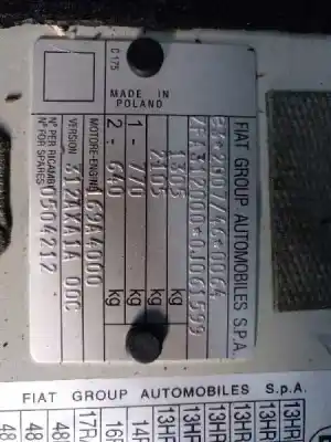 Veículo de Sucata fiat 500 (312_) 1.2 (312axa1a) do ano 2013 alimentado 169a4000