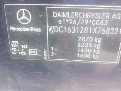 Здавання транспортного засобу mercedes-benz clase m (w163) 400 cdi (163.128) року 2002 потужний 628963