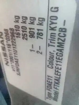 Sloopvoertuig nissan note (e11e) acenta van het jaar 2008 aangedreven k9k276