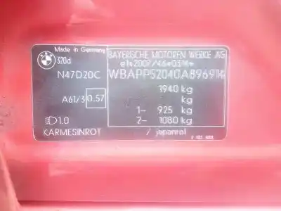 Здавання транспортного засобу bmw serie 3 berlina (e90) 320d року 2010 потужний n47d20c