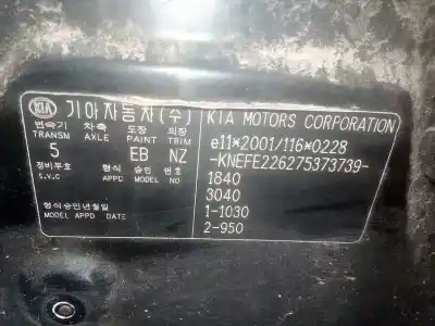 Scrapping Vehicle kia cerato 1.5 crdi of the year 2006 powered d4fb