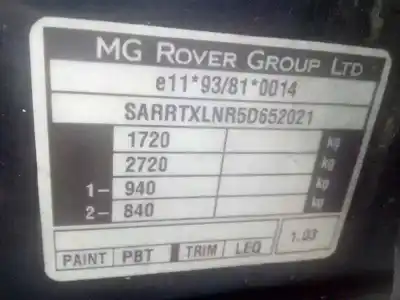 Hurda Aracı mg rover mg zs (t/rt) td yılın 2005 güçlü 20t2n