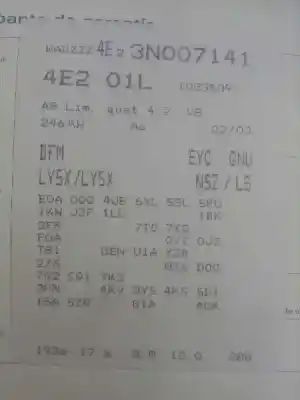 Утилизация автомобиля audi a8 (4e2) 4.2 quattro года 2003 питание bfm