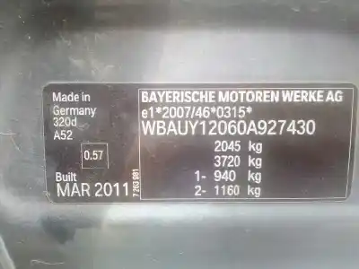 Утилизация автомобиля bmw serie 3 touring (e91) 320d xdrive года 2011 питание n47d20c