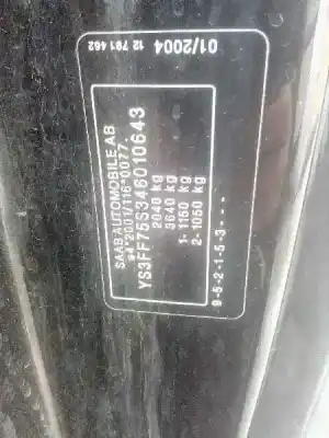 Sloopvoertuig saab 9-3 cabrio 2.0 t vector van het jaar 2004 aangedreven b207l