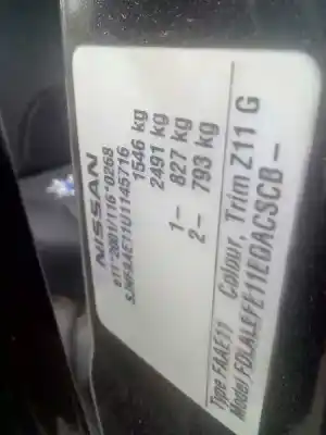 Sloopvoertuig nissan note (e11e) 1.4 cat van het jaar 2007 aangedreven cr14