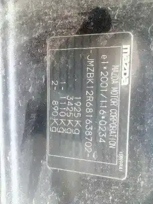 Утилизация автомобиля mazda 3 berlina (bk) 2.0 diesel cat года 2007 питание rf