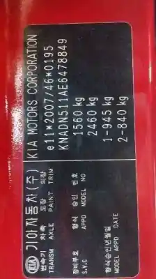 Scrapping Vehicle kia rio basic of the year 2015 powered g4la