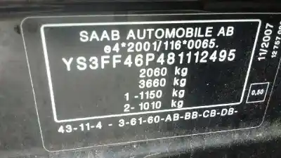 Veículo de Sucata saab 9-3 sport sedán aero do ano 2008 alimentado z19dtr