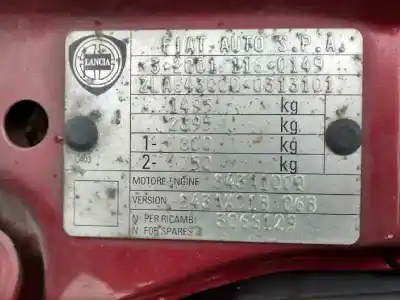 Veicolo di demolizione lancia ypsilon (101) 1.4 16v platino dell'anno 2008 alimentato 843a1000