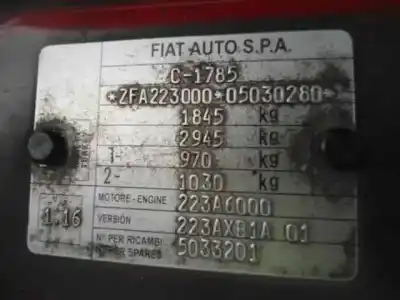 Scrapping Vehicle fiat doblo (119) 1.9 diesel cat of the year 2001 powered 223a6000