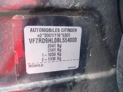 Veículo de Sucata citroen c5 berlina 1.6 hdi fap do ano 2012 alimentado 9h05