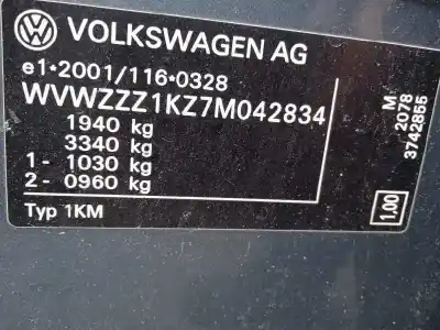Veículo de Sucata volkswagen jetta (1k2) 1.9 tdi do ano 2006 alimentado bxe
