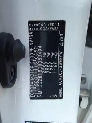 Утилизация автомобиля toyota                                             verso (_r2_)                                                                                                                                                                                                                                               2.0 d-4d (aur20_) года 2012 питание 1ad