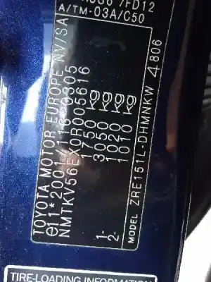 Veículo de Sucata toyota auris sol do ano 2007 alimentado 1zr