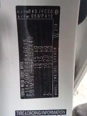 Veículo de Sucata toyota auris hybrid active do ano 2015 alimentado 2zr