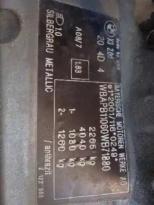 Veículo de Sucata bmw x3 (e83) 2.0d do ano 2004 alimentado 204d4