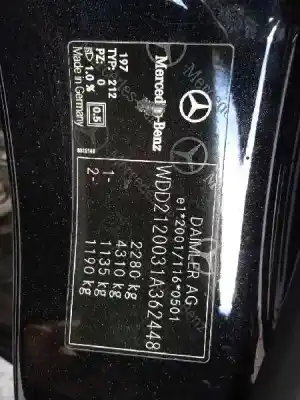 Утилизация автомобиля mercedes-benz clase e (w212) lim. 250 cdi blueefficiency (212.003) года 2010 питание 651924