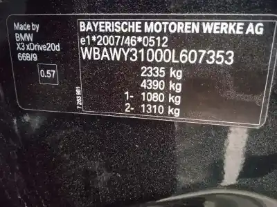 Утилизация автомобиля bmw x3 (f25) xdrive 20 d года 2011 питание n47d20c