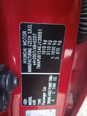 Scrapping Vehicle hyundai ix20 (jc) 1.6 crdi of the year 2014 powered d4fb