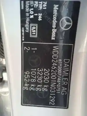 Здавання транспортного засобу mercedes-benz clase b (w246) b 200 cdi (246.208) року 2013 потужний 651901