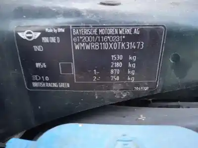 Утилизация автомобиля bmw mini (r50,r53) one d года 2004 питание 1nd