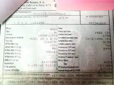 Утилизация автомобиля audi a3 (8l1) 1.8 года 1999 питание agn