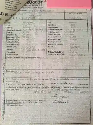 Утилизация автомобиля peugeot partner (s2) 9hx года 2007 питание 9hx