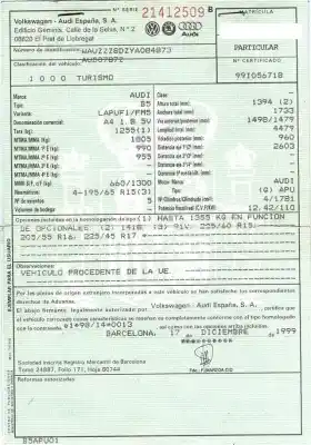 Утилизация автомобиля audi a4 1.8 g 4p года 2000 питание g-apu