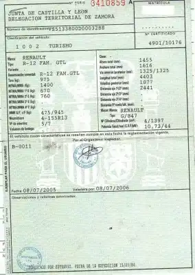 Vehicul casat renault 12 1.4 g al anului 1984 alimentat g/847