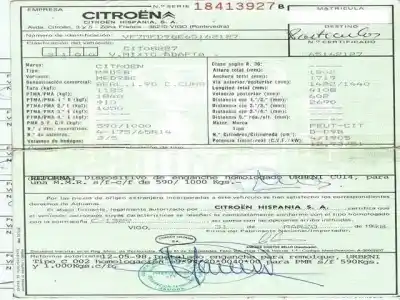 Здавання транспортного засобу citroen berlingo / berlingo first furgoneta/monovolumen (m_) 1.9 d (mbdjy) року 1998 потужний d9b (xud9)