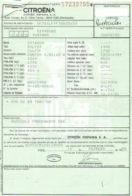Утилизация автомобиля citroen xantia (x1_, x2_) 1.8 i 16v года 1998 питание g-lfy