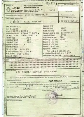 Здавання транспортного засобу renault express furgoneta/monovolumen (f40_, g40_) 1.4 (f402) року 1987 потужний c1j-explosion