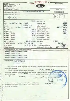 Scrapping Vehicle ford scorpio 2.4 g of the year 1987 powered g/ar