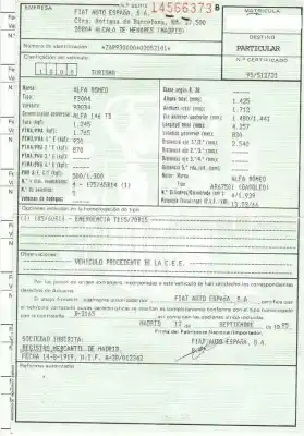 Здавання транспортного засобу alfa romeo 146 (930_) 1.9 td (930.b4a) року 1995 потужний ar 33601,ar 67501