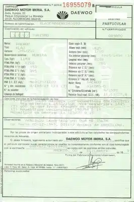 Scrapping Vehicle daewoo nubira 1.6 g of the year 1997 powered a16dms-g