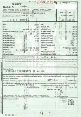 Утилизация автомобиля seat toledo ii (1m2) 1.9 tdi года 1999 питание ahf,asv