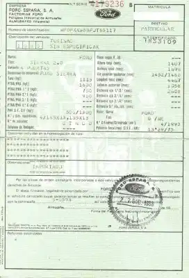 Veículo de Sucata ford sierra 2.0 g do ano 1989 alimentado g/ne