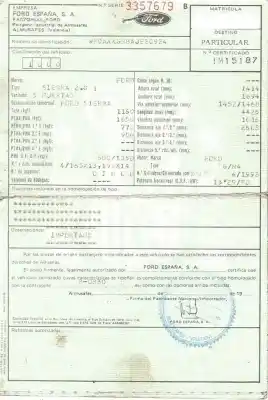 Veicolo di demolizione ford sierra 2.0 g dell'anno 1989 alimentato g/n4