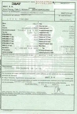 Утилизация автомобиля seat toledo ii (1m2) 1.6 года 1999 питание aeh,akl