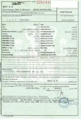Утилизация автомобиля seat toledo ii (1m2) 1.9 tdi года 1999 питание ahf,asv