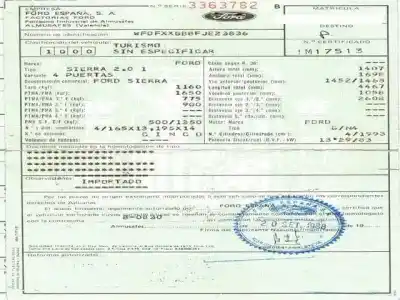 Hurda Aracı ford sierra 2.0 g yılın 1988 güçlü g/n4