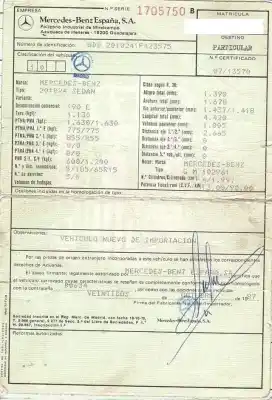 Veículo de Sucata mercedes-benz 190 (w201) e 2.0 (201.024) do ano 1988 alimentado m 102.961,m 102.962