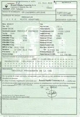 Scrapping Vehicle renault rapid/express (f40) 1.9 diesel of the year 2000 powered d/f8q d6
